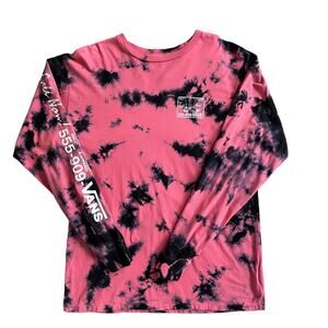 VANS Man I Need Vans Logo Print Tie Dyed Cotton Jersey T-Shirt Pink Size Medium